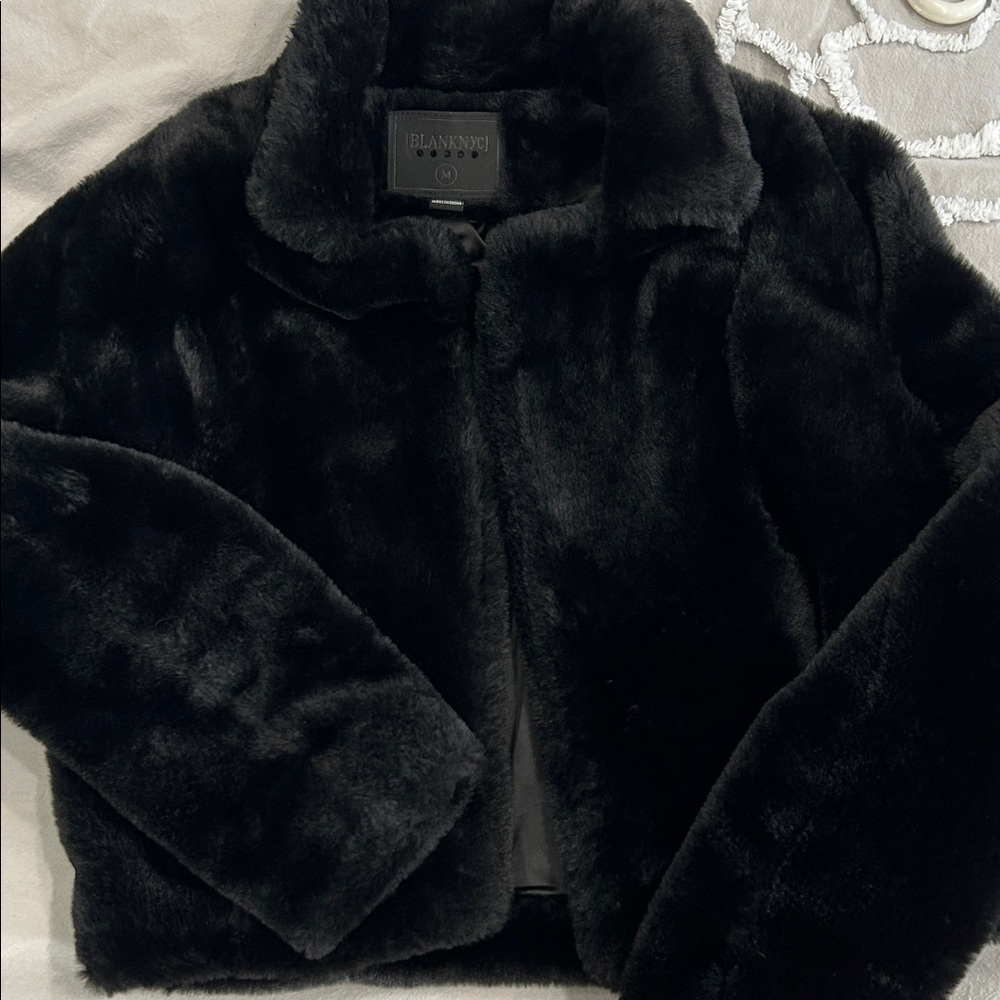 Blank NYC Black Faux Fur Teddy Jacket M